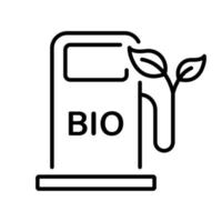 bio organisk grön energi i bensin station linje ikon. kraft station med ekologi diesel piktogram. miljö- naturlig biobränsle alternativ gas. redigerbar stroke. isolerat vektor illustration.