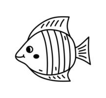 süßer Fisch isoliert auf weißem Hintergrund. handgezeichnete Vektorgrafik im Doodle-Stil. Perfekt für Dekorationen, Logos, verschiedene Designs. Zeichentrickfigur. vektor