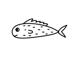 söt fisk isolerat på vit bakgrund. vektor ritad för hand illustration i klotter stil. perfekt för dekorationer, logotyp, olika mönster.