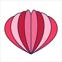retro valentine dag ikon hjärta. kärlek symboler i de modern pop- linje konst stil. de figur av en hjärta i mjuk rosa, röd och korall Färg. vektor illustration isolerat på vit.