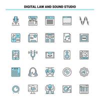25 digitales Recht und Tonstudio Schwarz-Blau-Icon-Set kreatives Icon-Design und Logo-Vorlage vektor