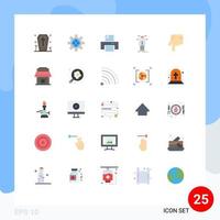 grupp av 25 platt färger tecken och symboler för pekfinger lösning enhet nätverk förbindelse redigerbar vektor design element