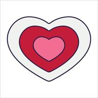 retro valentine dag ikon hjärta. kärlek symboler i de modern pop- linje konst stil. de figur av en hjärta i mjuk rosa, röd och korall Färg. vektor illustration isolerat.