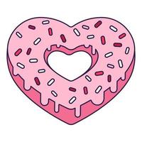 retro valentine dag ikon munk hjärta form. kärlek symbol i de modern pop- linje konst stil. de ljuv choklad hjärtan är mjuk rosa, röd, och korall färger. vektor illustration isolerat