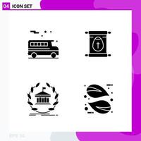 Solid Icon Set Packung mit 4 Glyphen-Icons isoliert auf weißem Hintergrund für Web-Print und mobile kreative schwarze Icon-Vektor-Hintergrund vektor