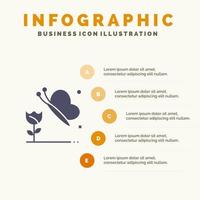 Schönheit Blume Schmetterling solide Symbol Infografiken 5 Schritte Präsentationshintergrund vektor