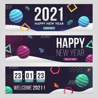 futuristiska geometriska 2021 nyår banner vektor