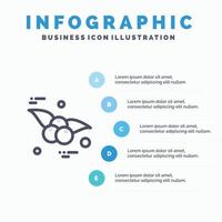 körsbär mat frukt linje ikon med 5 steg presentation infographics bakgrund vektor