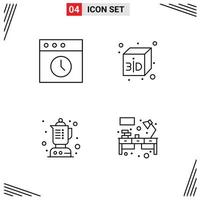 uppsättning av 4 modern ui ikoner symboler tecken för app kontor låda mat arbetsplats redigerbar vektor design element
