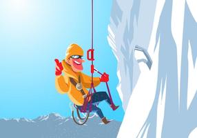 En alpinist hänger på en klippa vektor