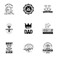 glücklicher vatertag 9 schwarze typografie set vektorembleme schriftzüge für grußkarten banner tshirt design du bist der beste papa editierbare vektordesignelemente vektor