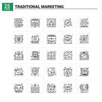 25 traditioneller Marketing-Icon-Set-Vektor-Hintergrund vektor