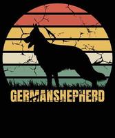 Deutscher Schäferhund silhoutted Vintage T-Shirt-Design vektor