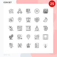 25 användare gränssnitt linje packa av modern tecken och symboler av interaktiv bok webb ui bild redigerbar vektor design element