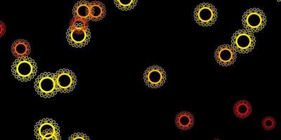dunkeloranger Hintergrund mit Virensymbolen. vektor
