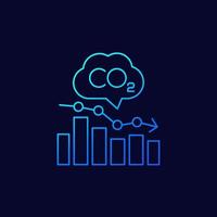 CO2, Diagramm der Kohlenstoffemissionswerte lineares Symbol vektor