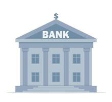 bankgebäude auf weißem hintergrund, bankfinanzierung, geldwechsel, finanzdienstleistungen, geldautomat, geld ausgeben. flache vektorillustration. vektor