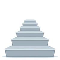 Treppe aus grauem Beton. Vorderansicht der Treppenschablone, Vektorillustration lokalisiert auf Weiß. vektor