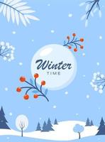 vinter- tid. vinter- social nätverk baner mall. flygblad med vinter- landskap snöig bakgrund. vektor illustration.