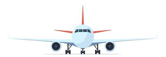 passagerare flygplan, främre se. platt vektor illustration av flygplan med hyttventiler, vingar och motorer.