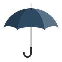 blå öppnad paraply, närbild, platt design. vektor illustration.