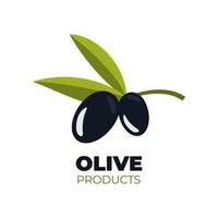 svart oliver. oliv logotyp. oliv gren. svart gren av oliver för design av naturlig kosmetika, oliv olja, medicin. organiska ämnen för en friska livsstil. vektor illustration.