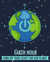 Earth Hour-kampanjaffisch eller banner stänger av dina lampor för vår planet 60 minuter vektor