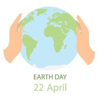 quadratisches Banner für Tag der Erde, 22. April. Zwei Hände schützen die Erde. Vektor-Illustration. vektor