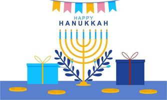 hanukkah menorah. Lycklig jewish Semester hanukkah begrepp vektor