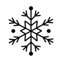 dekoratives element der schneeflocke. hand gezeichnete schneeflocke lokalisiert auf weißem hintergrund. vektor nettes element für weihnachten, neujahrsdekor