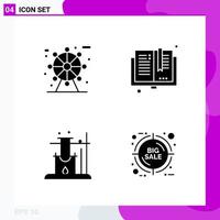 Solid Icon Set Packung mit 4 Glyphen-Icons isoliert auf weißem Hintergrund für Web-Print und mobile kreative schwarze Icon-Vektor-Hintergrund vektor