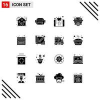 uppsättning av 16 modern ui ikoner symboler tecken för sida konto affär tacksägelse pumpa redigerbar vektor design element