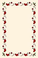 trendige weihnachtsvorlage mit süßigkeitsblumenstiefelelementen. hand gezeichnete artvektorillustration vektor