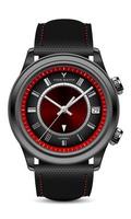 realistische uhr schwarz roter stahlgrauer pfeil mit stoffband auf weißem design moderner luxus für männer vektor