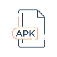 apk-Dateiformat-Symbol. apk Verlängerungsliniensymbol. vektor