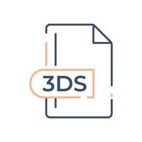 3ds-Dateiformat-Symbol. Symbol für 3ds-Verlängerungslinie. vektor