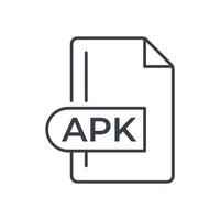 apk-Dateiformat-Symbol. apk Verlängerungsliniensymbol. vektor