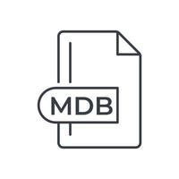 mdb-Dateiformat-Symbol. MDB-Erweiterungsliniensymbol. vektor
