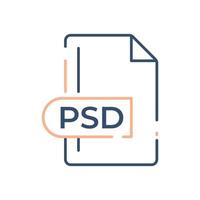 psd-Dateiformat-Symbol. PSD-Erweiterungsliniensymbol. vektor