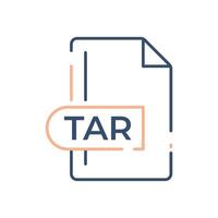 tar-Dateiformat-Symbol. Symbol für die Verlängerungslinie von tar. vektor