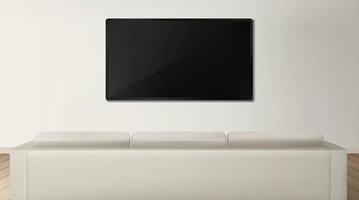 Rückansicht von Sofa und Fernseher im Wohnzimmer vektor