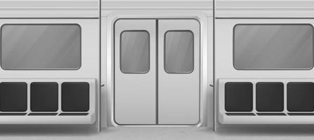 Innenansicht des U-Bahn-Wagens mit Tür, Sitzen vektor