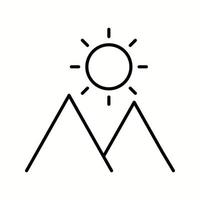 Einzigartige Sonne auf dem Vektorliniensymbol des Berges vektor