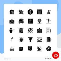 Packung mit 25 modernen soliden Glyphen Zeichen und Symbolen für Web-Printmedien wie z vektor