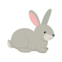 söt grå kanin sitter. vektor illustration härlig kanin isolerat på vit bakgrund. påsk simbol bruka djur- för färg sida