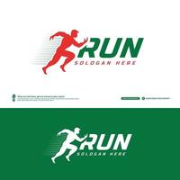 Run Wordmark Logo mit Läufer im Inneren, Nagative Sapce Running Club Logo Vorlage, Marathonturnier Logptype, Fitness, Athletentraining für das Lebenssymbol vektor