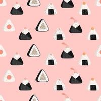 traditionell japansk onigiri sömlös mönster. hand dragen illustration. design för tyg, Hem textil, omslag papper vektor