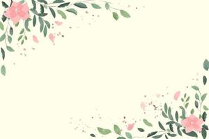 vattenfärg löv ram med rosa blommor. vektor illustration