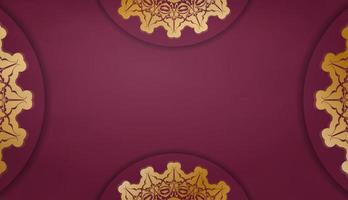 Burgunder-Banner mit indischen Goldornamenten für Logo-Design vektor