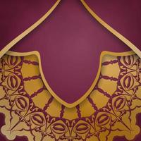 vinröd hälsning kort med grekisk guld mönster för din design. vektor